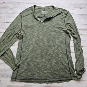 BKE Buckle Men’s L Long Sleeve Henley Shirt Green Broken in (slightly flawed)